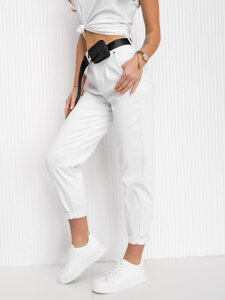 Women's High Waist Jeans with Belt and Pouch White Bolf LA688