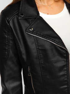 Women's Leather Biker Jacket Black Bolf 11Z8028