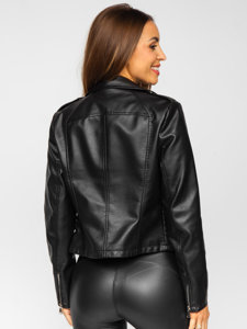 Women's Leather Biker Jacket Black Bolf 11Z8036