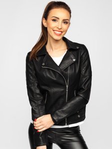 Women's Leather Biker Jacket Black Bolf R210