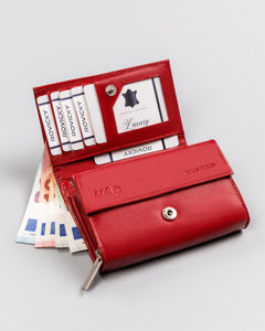 Women's Leather Wallet Red 19568