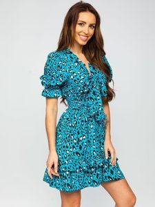 Women's Leopard Dress Blue Bolf 6986