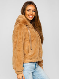 Women's Lightweight Faux Sheepskin Jacket Camel Bolf 21230