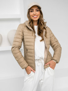 Women's Lightweight Jacket with hood Beige Bolf B0124