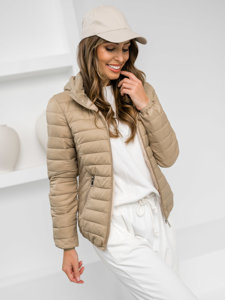 Women's Lightweight Jacket with hood Beige Bolf B0124