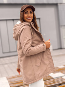 Women's Lightweight Parka Jacket with Hood Beige Bolf 7038A