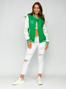 Women's Lightweight Quilted Baseball Bomber Jacket Green Bolf 16M9067