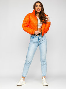 Women's Lightweight Quilted Bomber Jacket Orange Bolf 82622