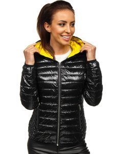 Women's Lightweight Quilted Hooded Jacket Black Bolf R9546