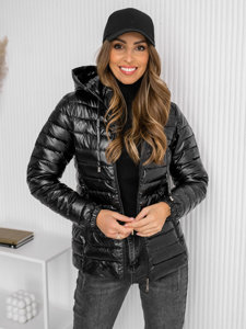 Women's Lightweight Quilted Jacket with hood Black Bolf 16M9105