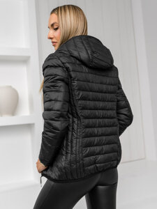 Women's Lightweight Quilted Jacket with hood Black Bolf B0123B