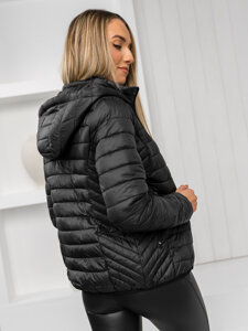 Women's Lightweight Quilted Jacket with hood Black Bolf B0124A