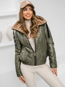 Women's Lightweight Quilted Jacket with hood Khaki Bolf B8219