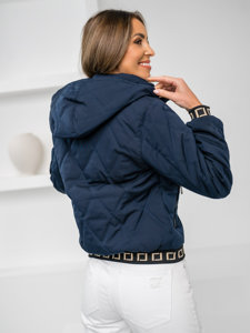 Women's Lightweight Quilted Jacket with hood Navy Blue Bolf 16M9085