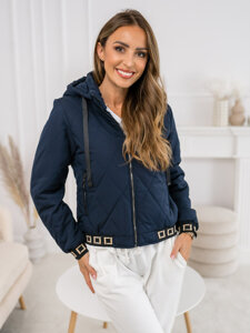 Women's Lightweight Quilted Jacket with hood Navy Blue Bolf 16M9086