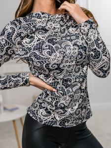 Women's Long Sleeve Patterned Shirt Black Bolf 8242