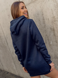 Women's Longline Hoodie Navy Blue Bolf YS10003