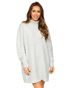 Women's Longline Oversize Polo Neck Sweater Grey Bolf J51882