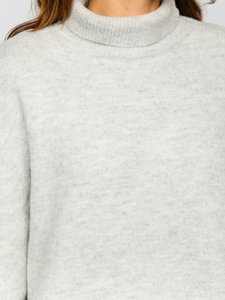 Women's Longline Oversize Polo Neck Sweater Grey Bolf J51882