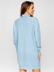 Women's Longline Oversize Polo Neck Sweater Sky Blue Bolf J51882