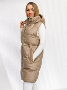 Women's Longline Quilted Gilet Beige Bolf 5M3186