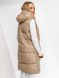 Women's Longline Quilted Gilet Beige Bolf 5M3186