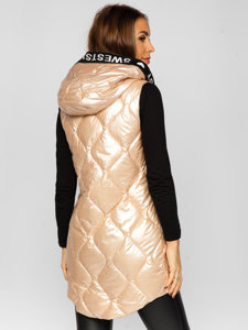 Women's Longline Quilted Gilet Beige Bolf B8103