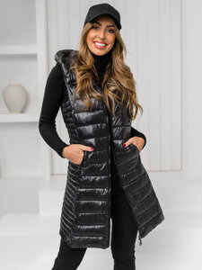 Women's Longline Quilted Gilet Black Bolf 16M9113