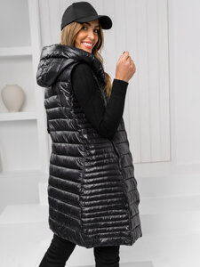 Women's Longline Quilted Gilet Black Bolf 16M9113