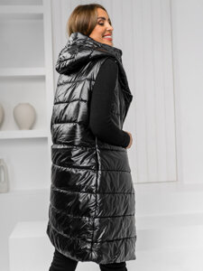 Women's Longline Quilted Gilet Black Bolf 16M9117