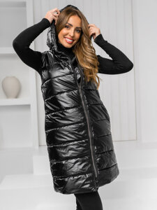 Women's Longline Quilted Gilet Black Bolf 16M9117