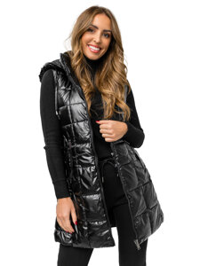 Women's Longline Quilted Gilet Black Bolf 16M9123