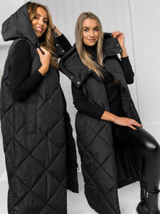 Women's Longline Quilted Gilet Black Bolf 5M3165A