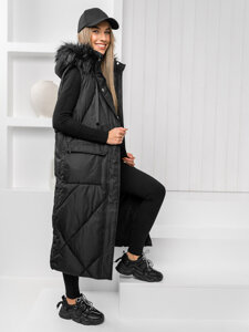 Women's Longline Quilted Gilet Black Bolf 5M3166