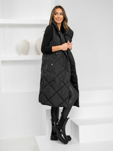 Women's Longline Quilted Gilet Black Bolf 5M3167