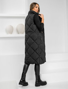 Women's Longline Quilted Gilet Black Bolf 5M3167