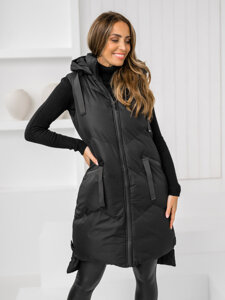 Women's Longline Quilted Gilet Black Bolf 5M788