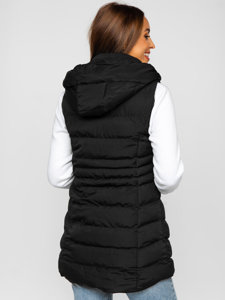 Women's Longline Quilted Gilet Black Bolf 7040