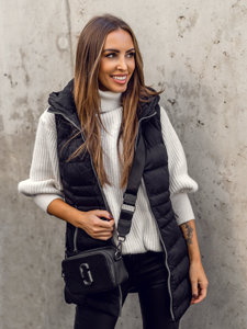 Women's Longline Quilted Gilet Black Bolf 7040A