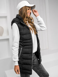 Women's Longline Quilted Gilet Black Bolf 7040C