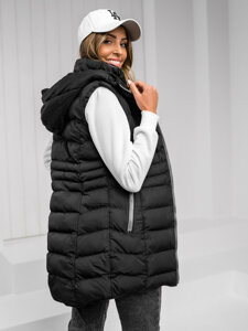 Women's Longline Quilted Gilet Black Bolf 7040C