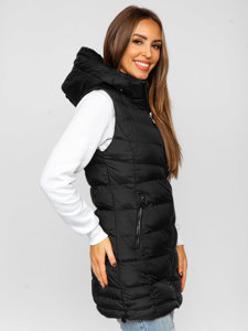 Women's Longline Quilted Gilet Black Bolf 7044