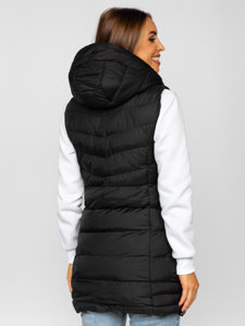 Women's Longline Quilted Gilet Black Bolf 7044