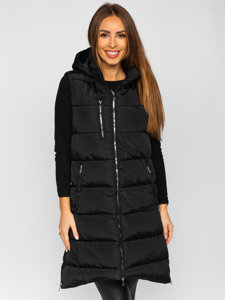 Women's Longline Quilted Gilet Black Bolf 81261