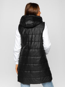 Women's Longline Quilted Gilet Black Bolf 82019