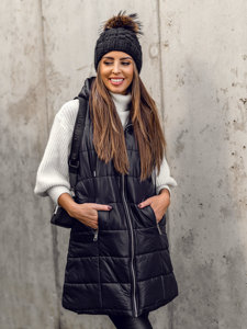 Women's Longline Quilted Gilet Black Bolf 82019A