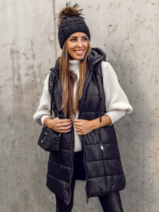 Women's Longline Quilted Gilet Black Bolf 82019A