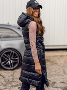 Women's Longline Quilted Gilet Black Bolf B8021