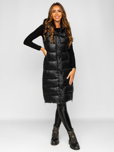 Women's Longline Quilted Gilet Black Bolf B8021