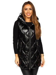 Women's Longline Quilted Gilet Black Bolf B8103